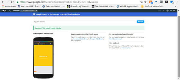 Mobile friendly test na google